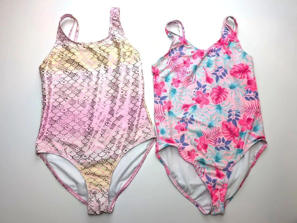 2 Girls ONE PIECE SWIM SUIT SIZE 16 BMAGICAL BY BTWEEN GIRLS PINK FLORAL MERMAID
